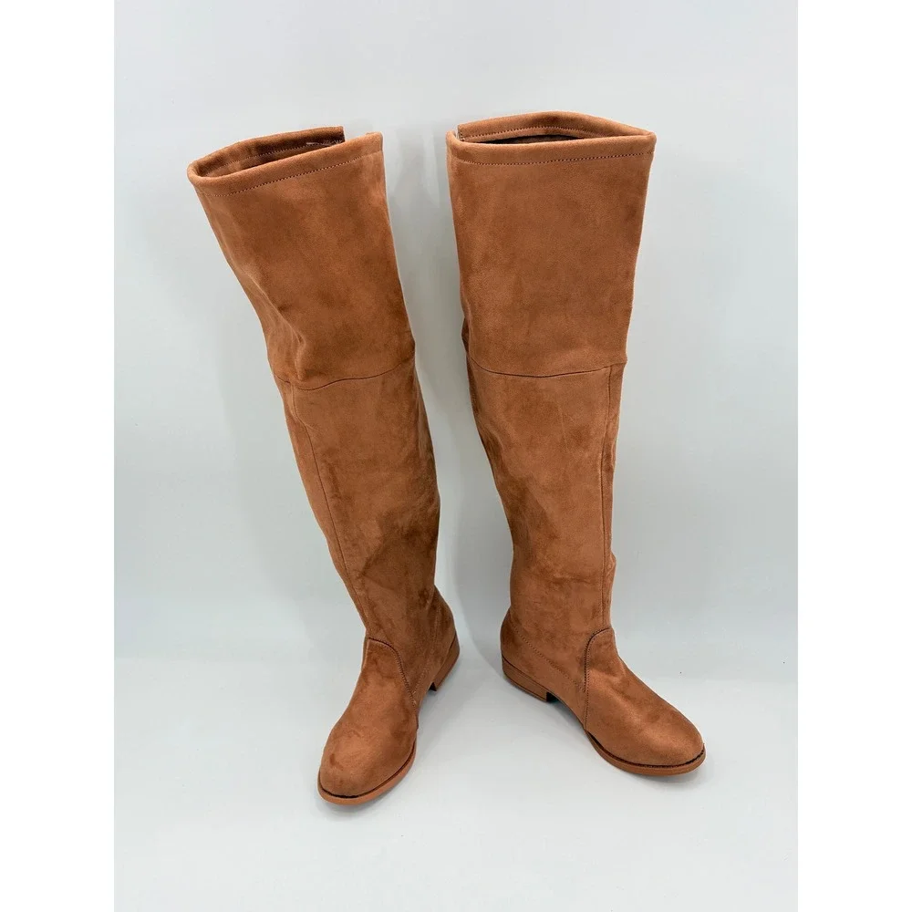rue21 Dakota-20L Tan Faux Suede Over the Knee Flat Boots Women Size 6
